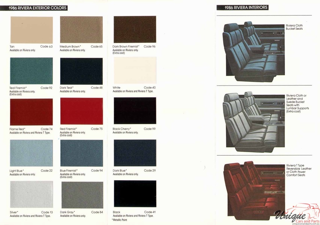 1986 Buick Riviera Exterior Paint Chart Page 1
